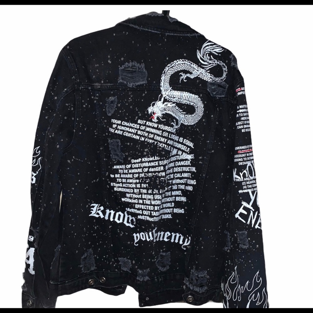Art of war, Washed printed denim Jacket Small - Picture 2 of 4
